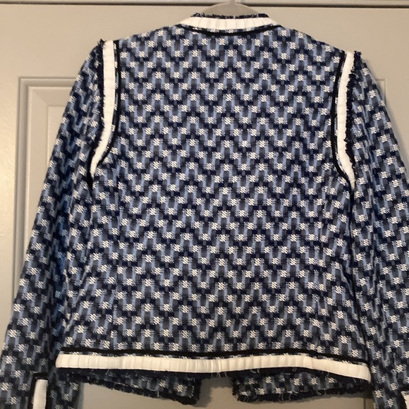 Tory Burch Justine Tweed Navy/White Jacket| Size 0 - Picture 9 of 11